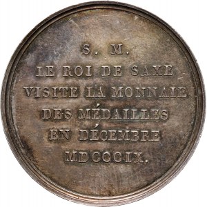 Nemecko, Sasko, Fridrich August I., medaila z roku 1809, návšteva kráľa v mincovni