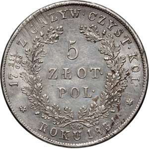 Powstanie Listopadowe, 5 złotych 1831 KG, Warszawa