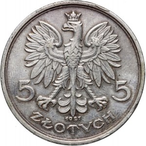 II RP, 5 złotych 1927, Nike, srebro, bez napisu PRÓBA i z gładkim rantem