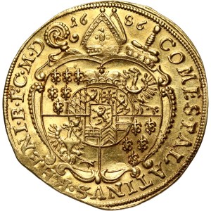 Śląsk, Księstwo Nyskie Biskupów Wrocławskich, Franciszek Ludwik, dukat 1686, Nysa