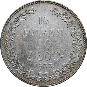 Zabór rosyjski, Mikołaj I, 1 1/2 rubla = 10 złotych 1833 НГ, Petersburg