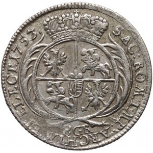 August III, dwuzłotówka (8 groszy) 1753, Lipsk, 8 GR