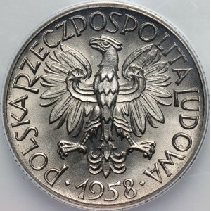 PRL, 1 zloty 1958, SAMPLE, nickel, pigeons