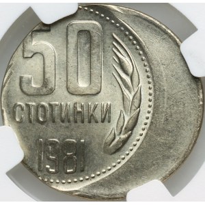 Bulharsko, 50 stotinki 1981, Sofia, 1300 rokov Bulharska, DESTRUKT