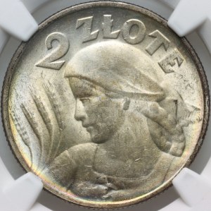 II RP, 2 złote 1924, Filadelfia, Żniwiarka, ODWROTKA