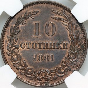Bulharsko, Alexander I, 10 stotinki 1881, Heaton