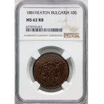 Bulharsko, Alexander I, 10 stotinki 1881, Heaton