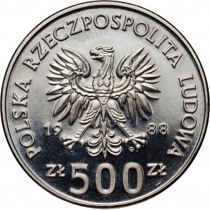 People's Republic of Poland, 500 gold 1988, XIV World Cup - Italy '90, SAMPLE, nickel