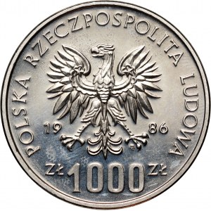 PRL, 1000 złotych 1986, Narodowy Czyn Pomocy Szkole, PRÓBA, nikiel