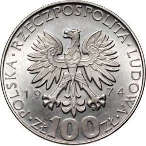 PRL, 100 złotych 1974, Maria Skłodowska-Curie, PRÓBA, nikiel