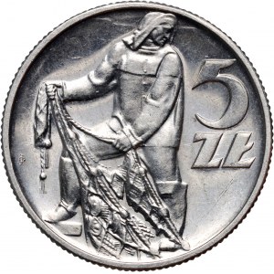 PRL, 5 złotych 1958, Rybak, BAŁWANEK, Prooflike