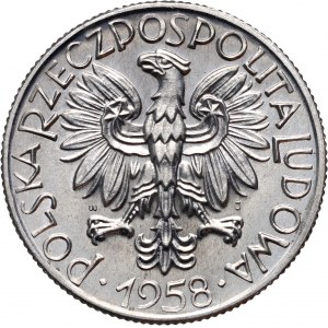 PRL, 5 złotych 1958, Rybak, BAŁWANEK, Prooflike