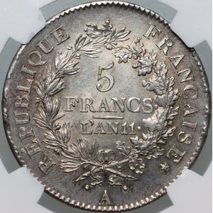France, Republic, 5 Francs L'AN 11 (1803) A, Paris