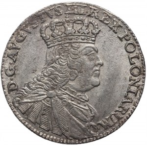 August III, ort 1755 EC, małe popiersie króla, Lipsk - przebita data?