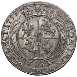 August III, ort 1755 EC, małe popiersie króla, Lipsk - przebita data?