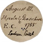 August III, ort 1755 EC, małe popiersie króla, Lipsk - przebita data?