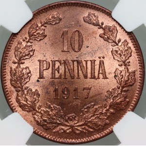 Finland, Nicholas II, 10 Penniä 1917, Helsinki, Civil War