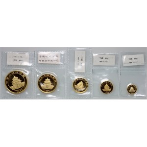China, Panda 1995, set of 5 coins