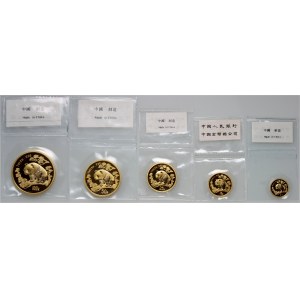 China, Panda 1997, set of 5 coins