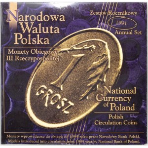 III RP, 10 x zestaw monet obiegowych z 1991 roku, Narodowa Waluta Polska
