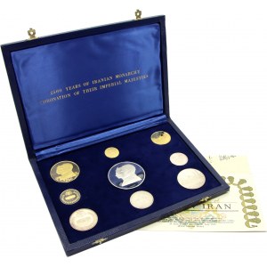 Iran, Coin set, 2500 Years of Iranian Monarchy, 9 coins, 1971, certyfikat