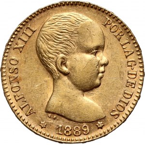Spain, Alfonso XIII, 20 Pesetas 1889 (18-89) MP-M, Madrid