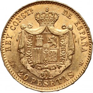 Spain, Alfonso XIII, 20 Pesetas 1889 (18-89) MP-M, Madrid