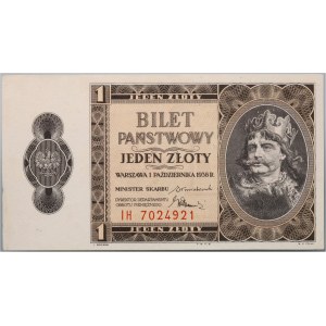 II RP, 1 zloty 1.10.1938, series IH