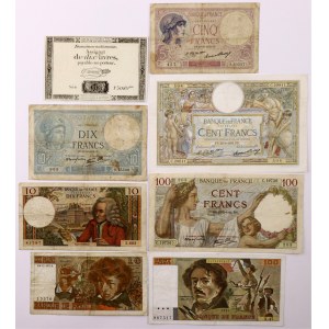 France, set of banknotes 1792-1981, (8 pieces)