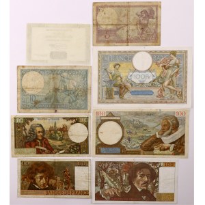 France, set of banknotes 1792-1981, (8 pieces)