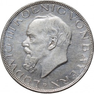 Germany, Bavaria, Ludwig III, 3 Mark 1914 D, Munich