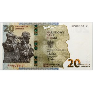 III RP, 20 złotych 2022, Ochrona Polskiej Granicy Wschodniej, seria RP