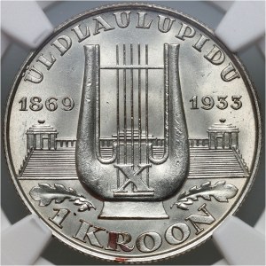 Estonia, 1 Kroon 1933, 10th Tallinn Song Festival
