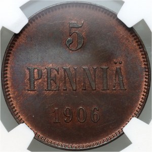 Finland, Nicholas II, 5 Penniä 1906