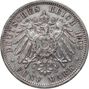 Germany, Baden, Friedrich I, 5 Mark 1902 G, Karlsruhe
