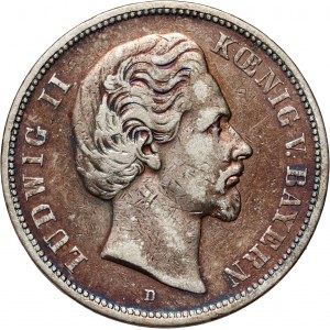 Germany, Bavaria, Ludwig II, 5 Mark 1874 D, Munich