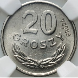 PRL, 20 groszy 1963, PRÓBA, nikiel, napis wypukły