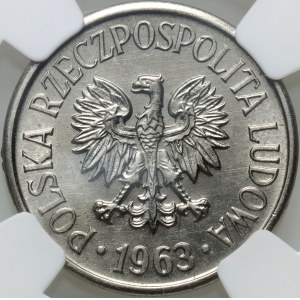 PRL, 20 groszy 1963, PRÓBA, nikiel, napis wypukły