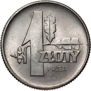 PRL, 1 złoty 1958, PRÓBA, nikiel, gałązka dębu
