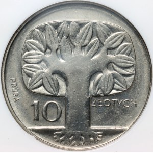 Polská lidová republika, 10 zlatých 1964, Strom, PRÓBA, nikl (data pod orlími tlapami)