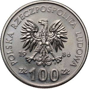 PRL, 100 zl. 1986, Władysław I Łokietek, PRÓBA, nikl