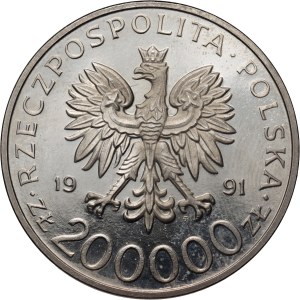 Third Republic, 200,000 zloty 1991, Gen. Leopold Okulicki - Niedźwiadek, SAMPLE, Nickel