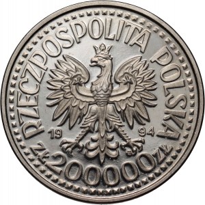 Third Republic, 200,000 gold 1994, 75 Years of the War Invalids Association of Poland, SAMPLE, nickel