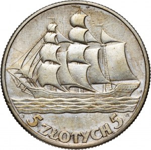 II RP, 5 zloty 1936, Warsaw, Sailing ship