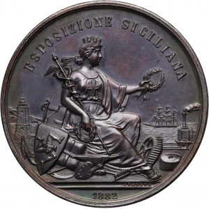 Włochy, medal z 1882, 600 lecie Nieszporów Sycylijskich