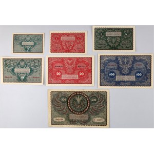 II RP, 1/2-5000 mkp, zestaw banknotów 1919-1920 (7 sztuk)