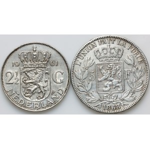 Belgium / Netherlands, set of coins from 1868-1961, (2 pieces)