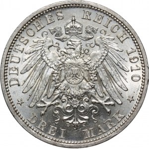 Germany, Prussia, Wilhelm II, 3 Marks 1910 A, Berlin