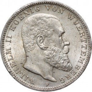 Germany, Wurttemberg, Wilhelm II, 3 Mark 1914 F, Stuttgart