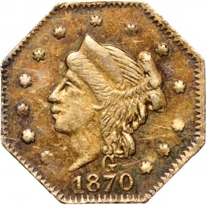 Spojené státy americké, 1/4 dolarový žeton 1870 G